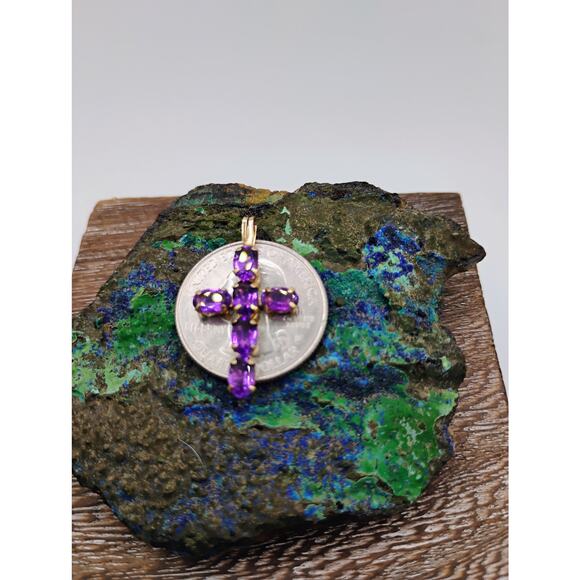 Amethyst & 10k Gold Cross - Picture 3 of 5